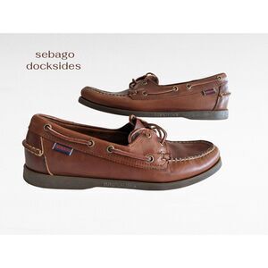 Sebago Docksides "The Portland" leather moccasin boat men shoes Sz 9W